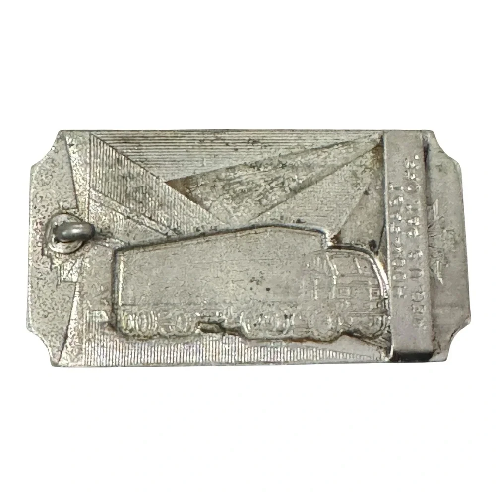 Vintage Trucking Belt Buckle Art Deco Silver Tone‎ Hook-Fast